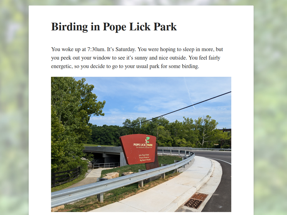 Cover art for Birding in Pope Lick Park